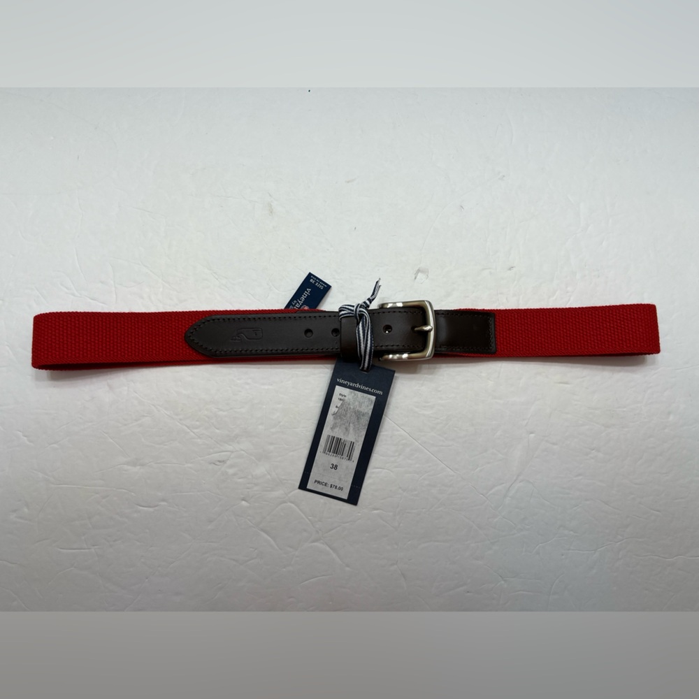 Vineyard Vines Red and Brown Belt Size 38